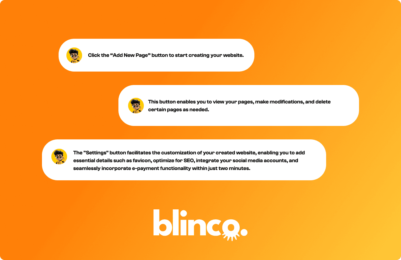 an image to show the steps about working of blinco builder
